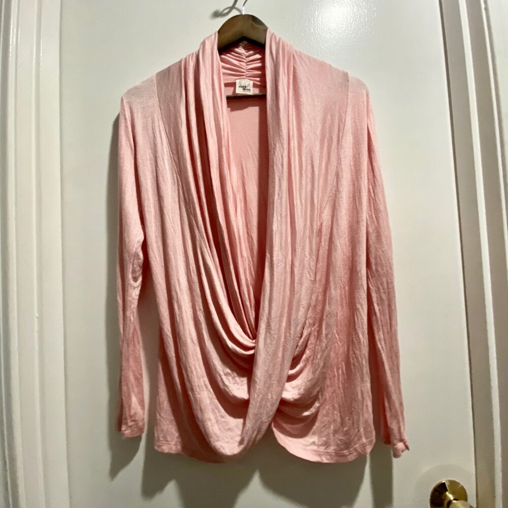 Twisted Draped Ruched Crossover Regency Boho Fairy Minimalist Tunic Blouse Top M